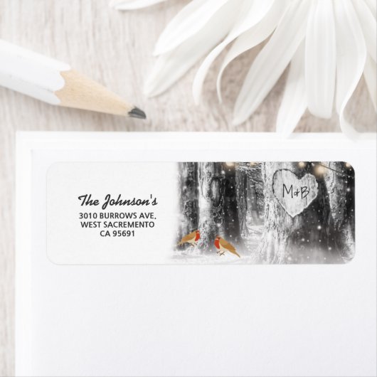 Rustikale Winterbaum-Rücksendeadresse (Insitu)