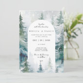 Rustikale Winterbäume - Einladung zur Hochzeit (Stehend Vorderseite)