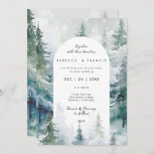 Rustikale Winterbäume - Einladung zur Hochzeit (Vorne/Hinten)