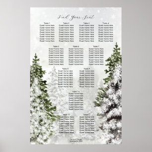 rustikale Winterbäume Schneedecke Poster