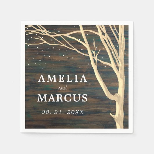 Rustikale Winterbaumhochzeit Serviette (Vorderseite)
