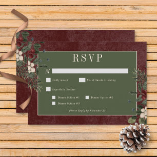 Rustikale Winterbeeren & Kiefer Burgunder-Abendess RSVP Karte