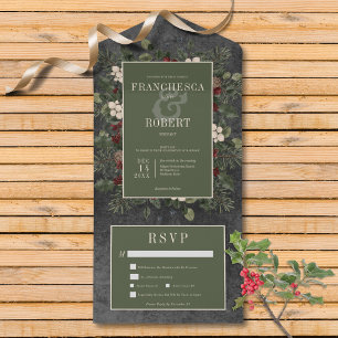 Rustikale Winterbeeren & Schwarze Tannen-Dinner-Ei All In One Einladung