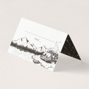 Rustikale Winterberghochzeit-Platzkarte Visitenkarten