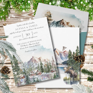Rustikale Winterberglodge Einladung Hochzeit