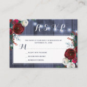 Rustikale Winterblumenhochzeit elegante Marine UAW Begleitkarte (Vorderseite)