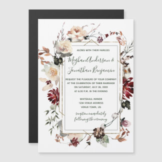 Rustikale Winterblutblumenwald Grüne Hochzeit | Magneteinladung