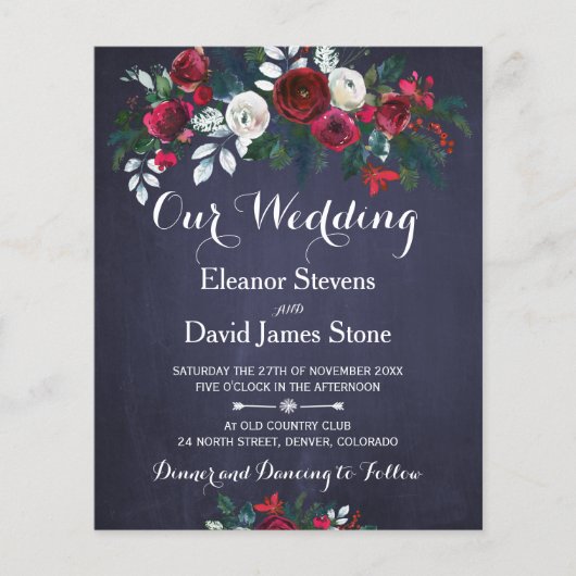 Rustikale Winterblütenwohnung Einladung (Vorderseite)