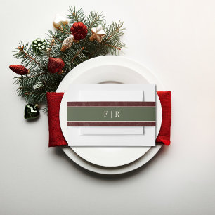 Rustikale Winterbrände & Pine Burgund Hochzeit Einladungsbanderole