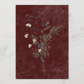 Rustikale Winterbrände & Pine Burgund Hochzeit Menükarte (Rückseite)