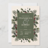 Rustikale Winterbrände und Pinienbrasse Einladung (Vorderseite)