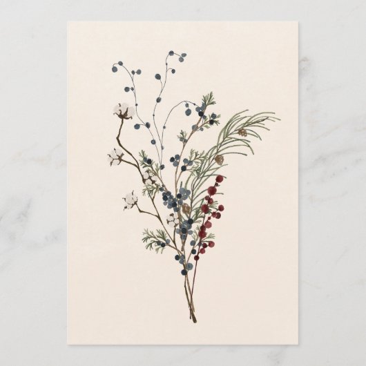 Rustikale Winterbrände und Pinienbrasse Menükarte (Rückseite)