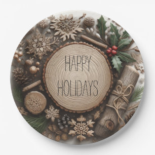 Rustikale Winterferien Land Weihnachten Pappteller