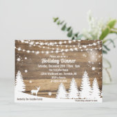 Rustikale Winterferien Weihnachts-Abendessen Einla Einladung (Stehend Vorderseite)