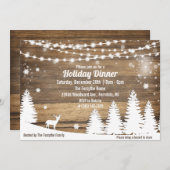 Rustikale Winterferien Weihnachts-Abendessen Einla Einladung (Vorne/Hinten)