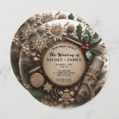 Rustikale Winterferien Weihnachtsfeier Einladung (Vorne/Hinten)