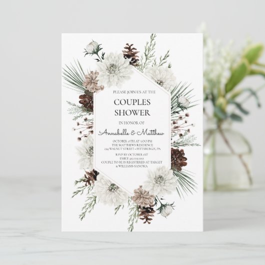 Rustikale Winterferiendusche Einladung (Stehend Vorderseite)