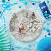 Rustikale Winterferienwelt mit Fox Pappteller (Party)