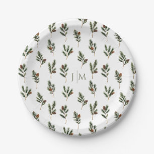Rustikale Winterfeste mit Pinecones Wedding Pappteller