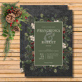 Rustikale Winterfrüchte & Pine Black Wedding Einladung