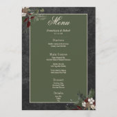 Rustikale Winterfrüchte & Pine Black Wedding Menükarte (Vorderseite)