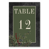 Rustikale Winterfrüchte & Pine Black Wedding Tischnummer (Rückseite)