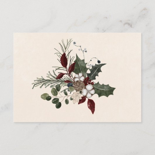 Rustikale Winterfrüchte & Pine Creme Empfang Begleitkarte (Rückseite)