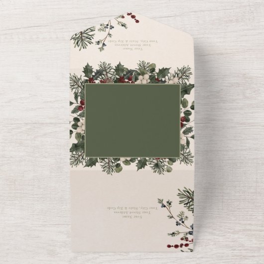 Rustikale Winterfrüchte & Pine Creme Kein Abendess All In One Einladung (Außenbereich)