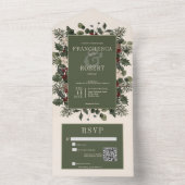 Rustikale Winterfrüchte & Pine Creme QR Code All In One Einladung (Innen Boden)