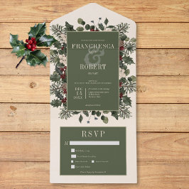 Rustikale Winterfrüchte & Pine Creme Zwei Abendess All In One Einladung