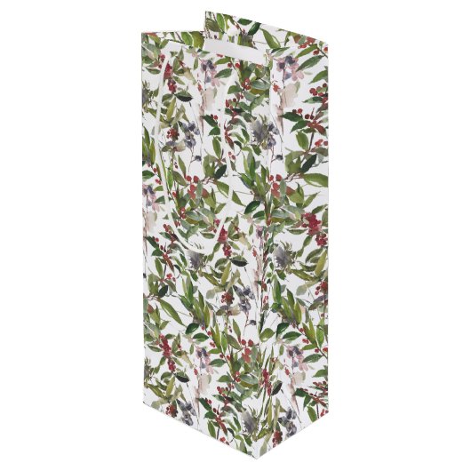 Rustikale Winterfrüchte Weihnachtswein Geschenktüte Für Weinflaschen (Rückseite Schrägansicht)