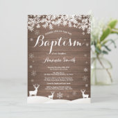 Rustikale Wintergetaufung Einladung (Stehend Vorderseite)