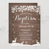 Rustikale Wintergetaufung Einladung (Vorne/Hinten)