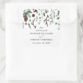 Rustikale Wintergrün Rote Weihnachtsberries Quadratischer Aufkleber (Tasche)