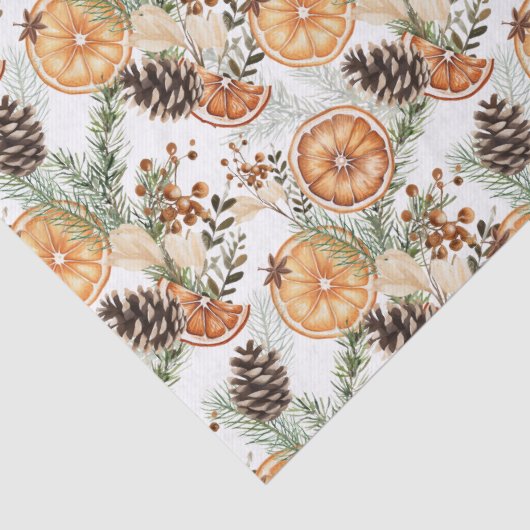 Rustikale Wintergrün Zitrusfrüchte botanische Weih Seidenpapier (Detail)