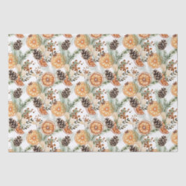 Rustikale Wintergrün Zitrusfrüchte botanische Weih Seidenpapier