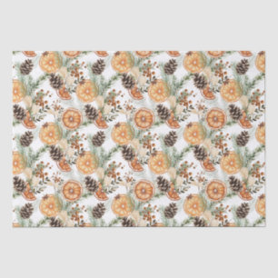 Rustikale Wintergrün Zitrusfrüchte botanische Weih Seidenpapier