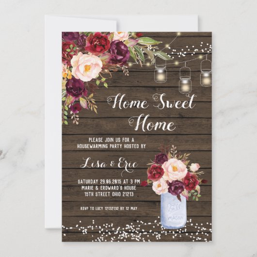 rustikale Winterhäuserwärmung Party Einladung (Vorderseite)