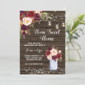 rustikale Winterhäuserwärmung Party Einladung (Stehend Vorderseite)