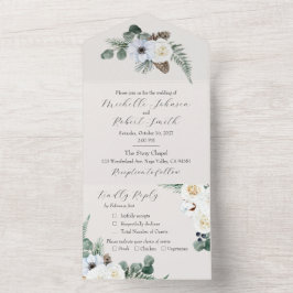 Rustikale Winterhochzeit All In One Einladung