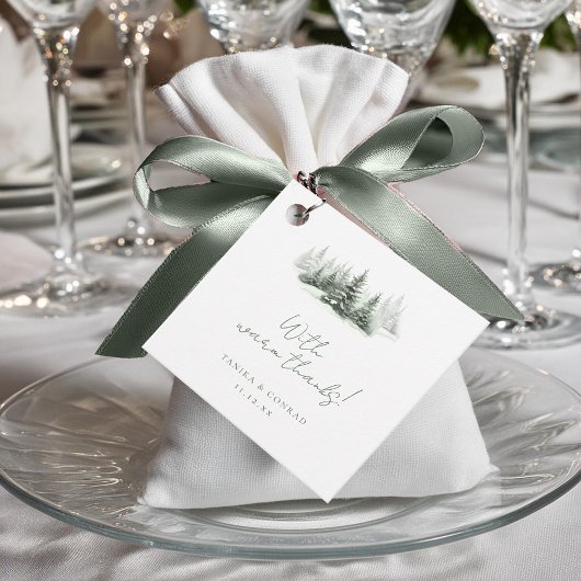 Rustikale Winterhochzeit dank Forest Green ID1049 Geschenkanhänger