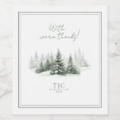 Rustikale Winterhochzeit dank Forest Green ID1049 Weinetikett (Einzelnes Label)