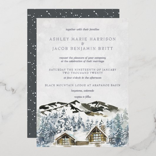 Rustikale Winterhochzeit Einladung (Vorderseite/Rückseite)