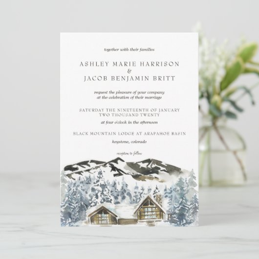 Rustikale Winterhochzeit Einladung (Stehend Vorderseite)