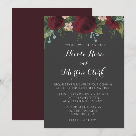 Rustikale Winterhochzeit Einladung (Vorne/Hinten)