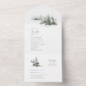 Rustikale Winterhochzeit Grün ID1049 All In One Einladung (Innen Boden)