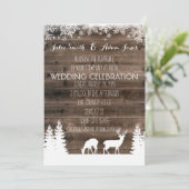 Rustikale Winterhochzeit - Hirsch Einladung (Stehend Vorderseite)