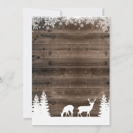 Rustikale Winterhochzeit - Hirsch Einladung (Rückseite)