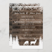 Rustikale Winterhochzeit - Hirsch Einladung (Vorne/Hinten)