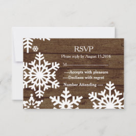 Rustikale Winterhochzeit Holzschneeflocken UAWG RSVP Karte